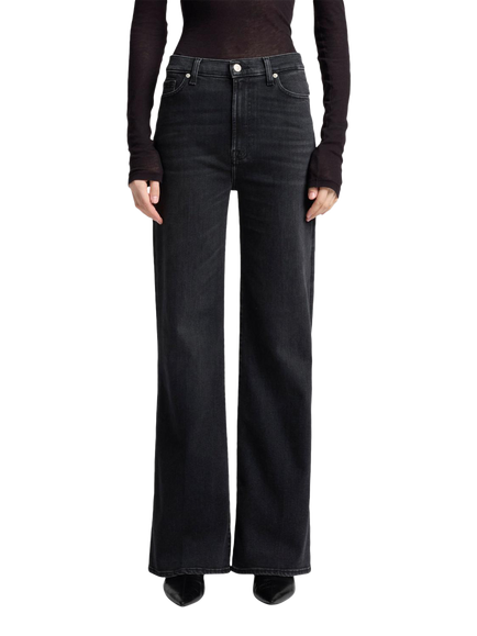 7 For All Mankind Ultra High Rise Wide Leg Jeans, Black, Black