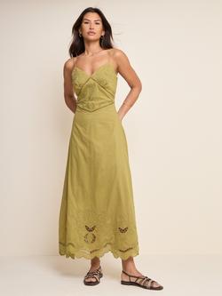 Nobody's Child Brooke Cotton Cutwork Embroidered Midi Dress, Khaki, Khaki