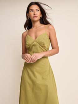 Nobody's Child Brooke Cotton Cutwork Embroidered Midi Dress, Khaki - view 2, Khaki
