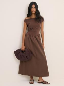 Nobody's Child Beth Asymmetric Neckline Midi Dress, Brown, Brown