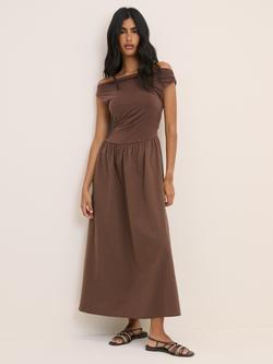 Nobody's Child Beth Asymmetric Neckline Midi Dress, Brown - view 2, Brown