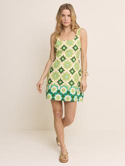 Nobody's Child Connie Geometric Flora Print Cotton Blend Shift Dress, Green - view 2, Green