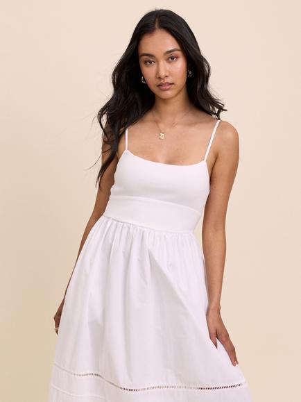 Nobody's Child Goldie Sleeveless Cotton Blend Midi Dress, White - view 2, White