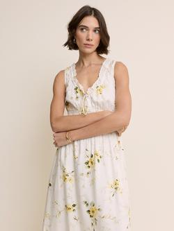 Nobody's Child Isabella Scoop Neck Floral Midi Dress, White/Yellow - view 2, White/Yellow