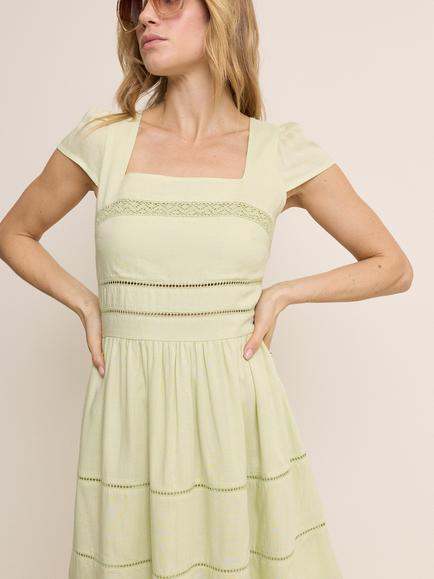 Nobody's Child Jessy Lace Detail Square Neck Mini Dress, Green - view 2, Green
