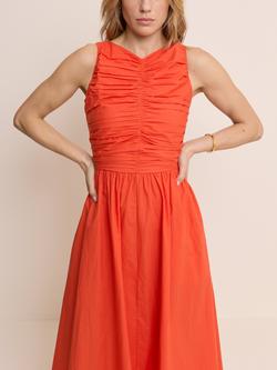 Nobody's Child Monica Sleeveless Cotton Midi Dress, Orange - view 2, Orange