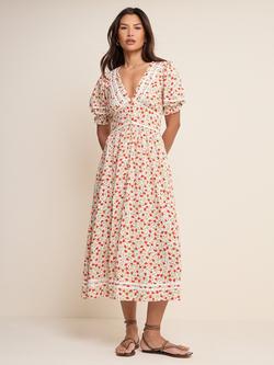Nobody's Child Saffy Midi Dress, White/Multi, White/Multi