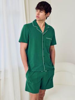 Chelsea Peers Stretch Cotton Embroidered Rest Day Short Pyjama Set, Khaki, Khaki