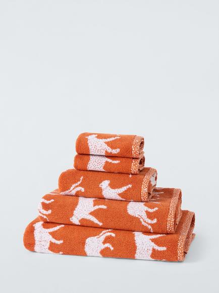 John Lewis Leopard Towels, Clementine