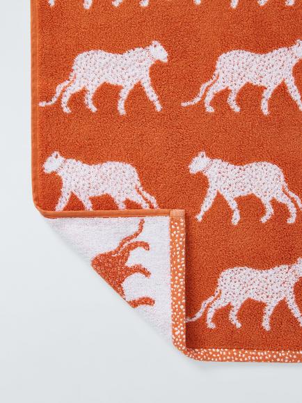 John Lewis Leopard Towels - view 2, Clementine