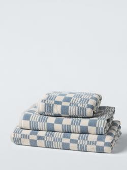 John Lewis Check Towels, Pacific