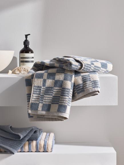 John Lewis Check Towels - view 2, Pacific