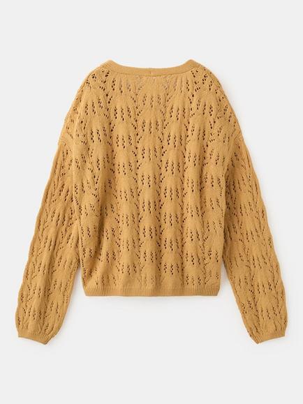 Mango Kids' Openwork Knit Cardigan, Mustard - view 2, Mustard