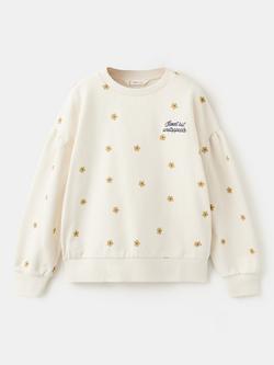 Mango Kids' Floral Print Sweatshirt, Off White, Off White