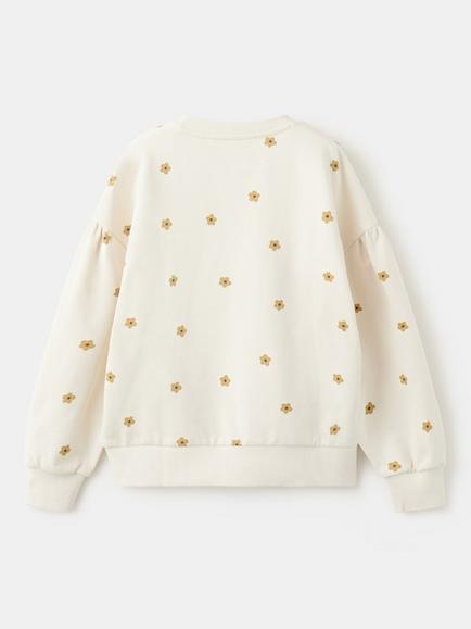 Mango Kids' Floral Print Sweatshirt, Off White - view 2, Off White