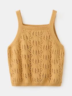 Mango Kids' Thin Strap Knit Top, Mustard, Mustard