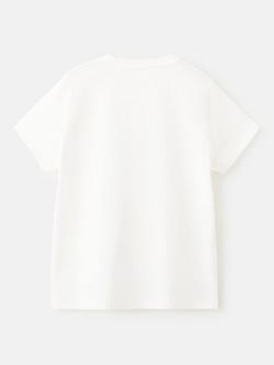 Mango Kids' Embossed Text T-Shirt, Off White - view 2, Off White