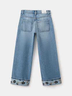 Mango Kids' Relaxed Wide Leg Jeans, Blue - view 2, Blue