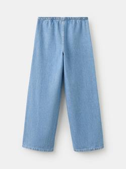 Mango Kids' Seam Detail Wide Leg Jeans, Mid Blue - view 2, Mid Blue