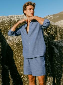 Chelsea Peers Cotton Chambray Shirt, Blue, Blue