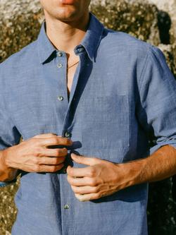 Chelsea Peers Cotton Chambray Shirt, Blue - view 2, Blue