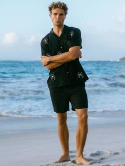 Chelsea Peers Cotton Cheesecloth Shorts, Black - view 2, Black