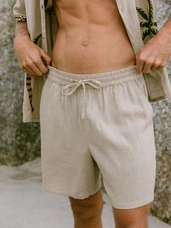 Chelsea Peers Linen Blend Relaxed Shorts, Off White