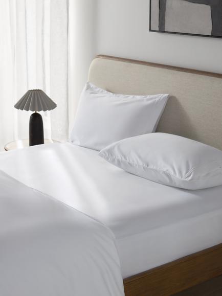 John Lewis Hotel Cotton Sateen 500 Thread Count Deep Fitted Sheet, White - view 2, White