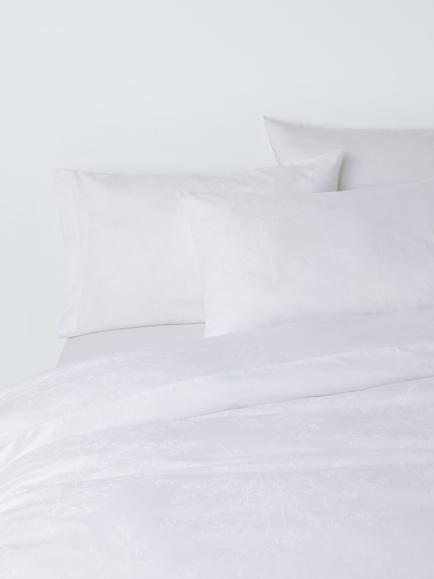 John Lewis Foliage Jacquard Duvet Cover Set, White, White