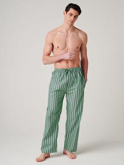 British Boxers Cotton Pyjama Bottoms, Green Flash Stripe, Green Flash Stripe