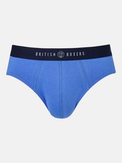 British Boxers Summer Blues Cotton Briefs, Pack of 3, Blue/Multi - view 2, Blue/Multi