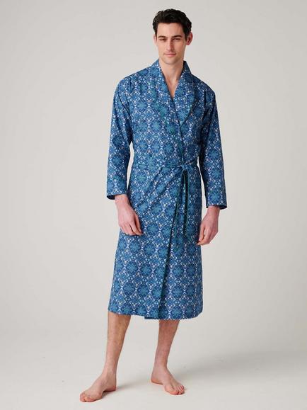 British Boxers Marra Paisley Cotton Dressing Gown, Blue/Multi, Blue/Multi