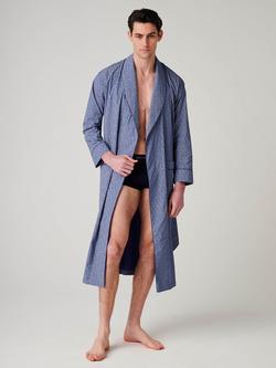 British Boxers Paisley Cotton Dressing Gown, Navy, Navy