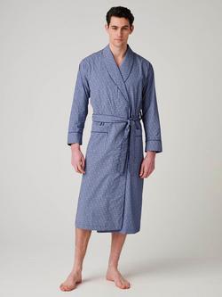 British Boxers Paisley Cotton Dressing Gown, Navy - view 2, Navy