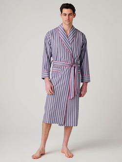 British Boxers Stripe Cotton Dressing Gown - view 2, Red/Multi