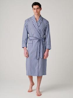 British Boxers Stripe Cotton Dressing Gown - view 2, Navy/Multi