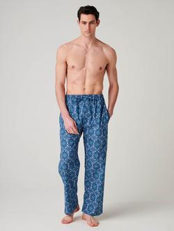 British Boxers Marra Paisley Cotton Pyjama Bottoms, Blue/Navy, Blue/Navy