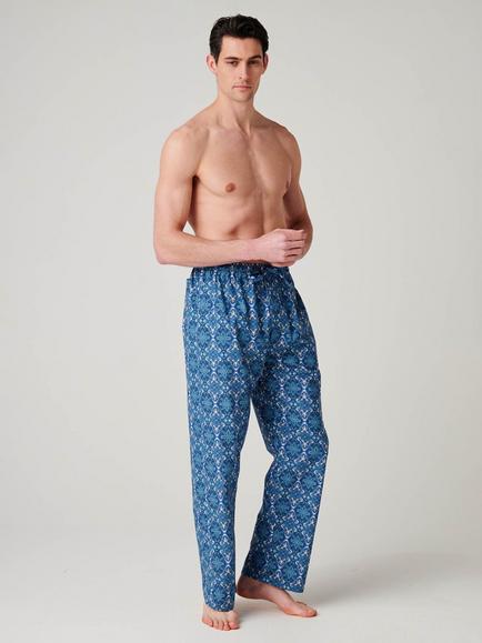 British Boxers Marra Paisley Cotton Pyjama Bottoms, Blue/Navy - view 2, Blue/Navy