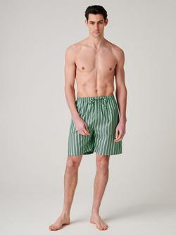 British Boxers Cotton Sleep Shorts, Green Flash Stripe, Green Flash Stripe