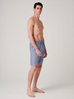 British Boxers Stripe Cotton Sleep Shorts - view 2, Navy/Multi