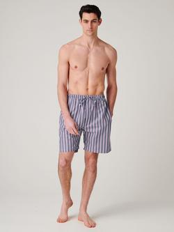 British Boxers Stripe Cotton Sleep Shorts, Red/Multi