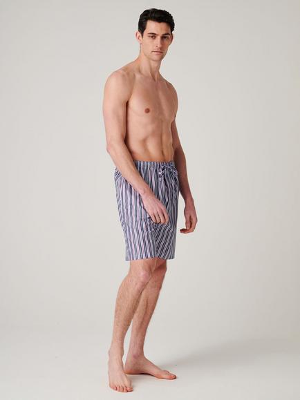 British Boxers Stripe Cotton Sleep Shorts - view 2, Red/Multi