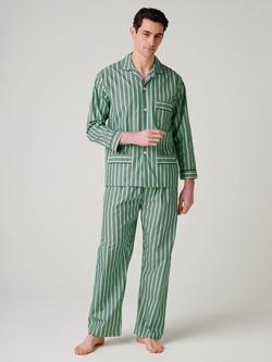 British Boxers Cotton Pyjama Set, Green Flash Stripe, Green Flash Stripe