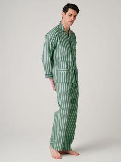 British Boxers Cotton Pyjama Set, Green Flash Stripe - view 2, Green Flash Stripe