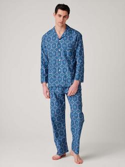 British Boxers Marra Paisley Cotton Pyjama Set, Blue/Multi, Blue/Multi