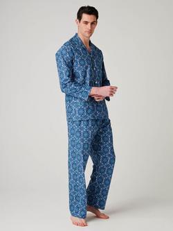 British Boxers Marra Paisley Cotton Pyjama Set, Blue/Multi - view 2, Blue/Multi
