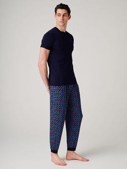 British Boxers Minimal Geo Bamboo Pyjama Set, Navy/Multi - view 2, Navy/Multi