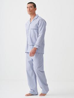 British Boxers Pinstripe Cotton Pyjama Set, Navy/White - view 2, Navy/White