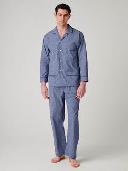 British Boxers Paisley Cotton Pyjama Set, Navy, Navy