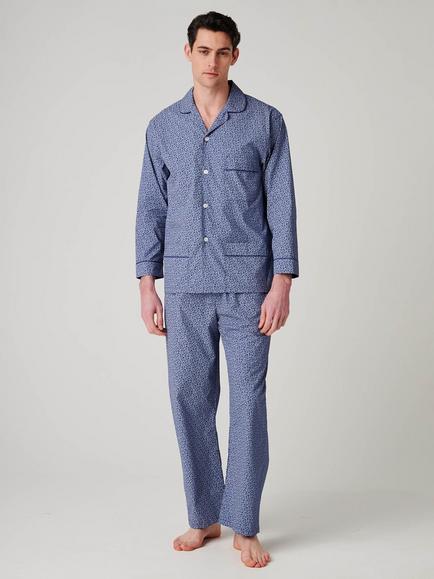 British Boxers Paisley Cotton Pyjama Set, Navy, Navy